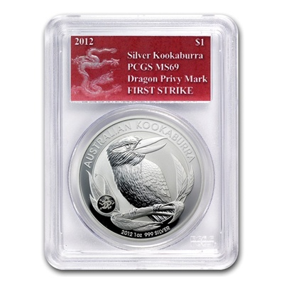 2012 1oz Silver Kookaburra - Dragon Privy MS-69 PCGS First Stike